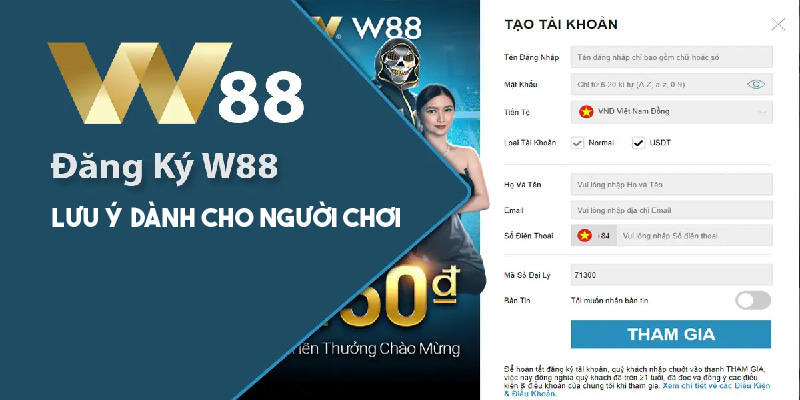 Lưu ý nên biết để đăng ký W88 thành công 